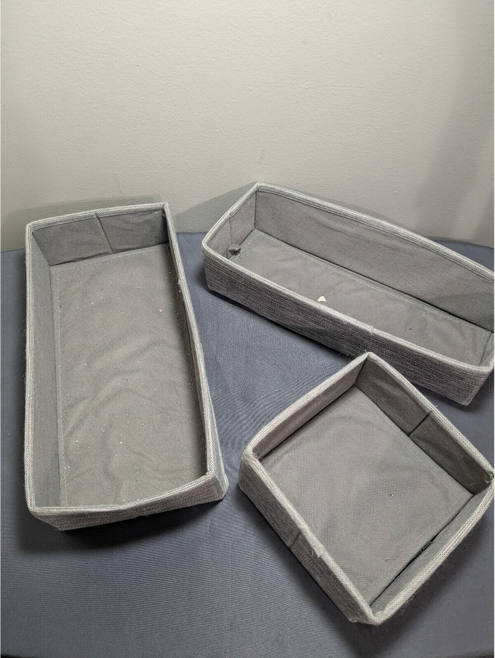 Set of 3 Gray Fabric Storage Baskets